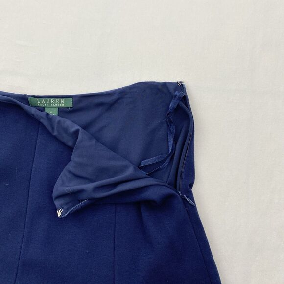 Lauren Ralph Lauren Skirt Womens 4 Blue Pleated Knee Length Flowy Career Twee - Picture 5 of 10